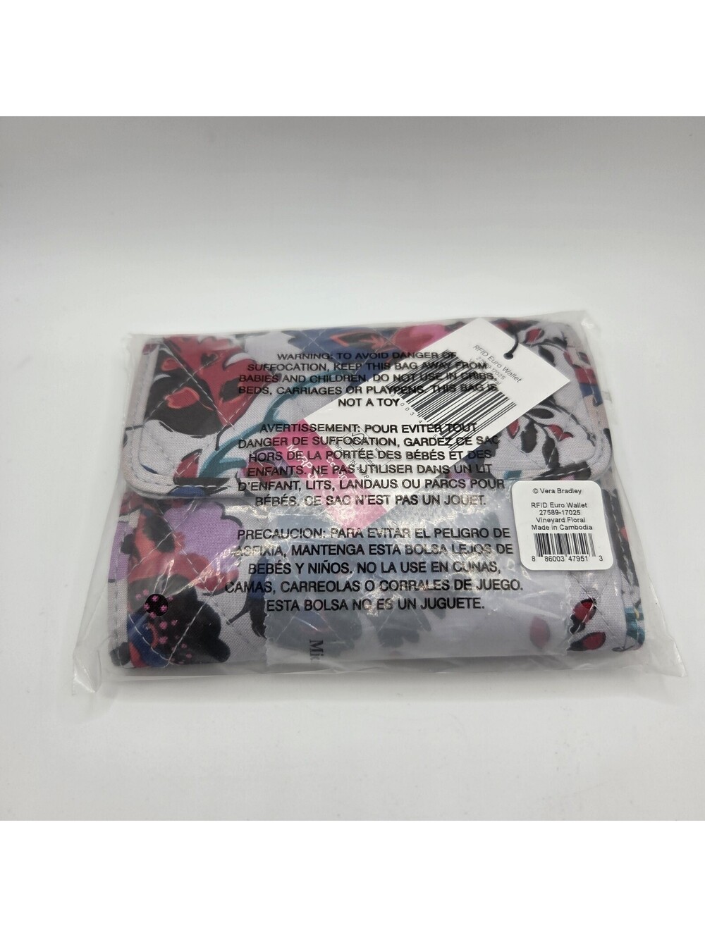 Vera Bradley Women Outlet Cotton Euro Wallet Vineyard Floral NWT